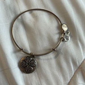 Silver four leaf clover Alex and Ani bracelet